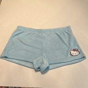 Hello Kitty Sanrio Women's Blue Plush Velour Pajama Sleepwear Shorts Size XL